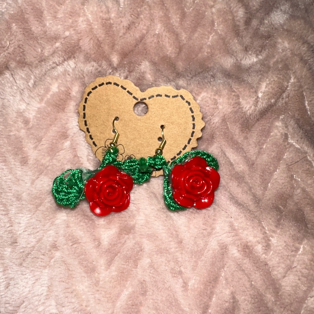 Red Rose Earrings
